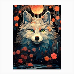 Wolf In The Moonlight Canvas Print