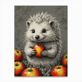 Hedgehog Eating Apples Canvas Print