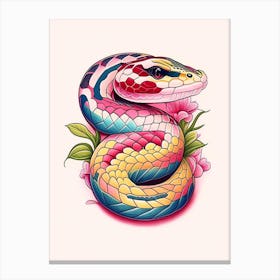Rosy Boa Snake Tattoo Style Canvas Print
