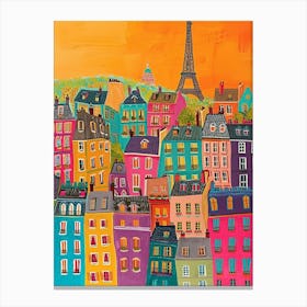 Kitsch Colourful Paris 3 Canvas Print