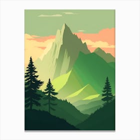 Misty Mountains Vertical Composition In Green Tone 139 Canvas Print