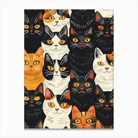 Repeatable Artwork With Cute Cat Faces 12 Canvas Print