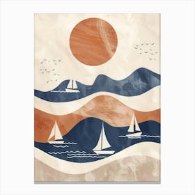 Sailboats In The Sea 3 Canvas Print