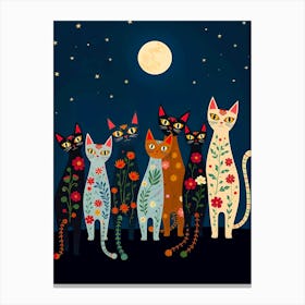 Cats In The Moonlight 1 Canvas Print