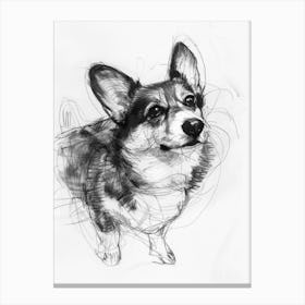 Corgi Dog Charcoal Line 2 Canvas Print