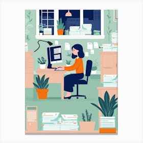 Office Worker At Work Canvas Print