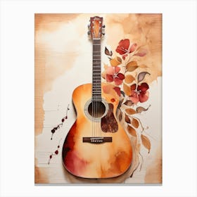 Acoustic Guitar With Flowers Canvas Print