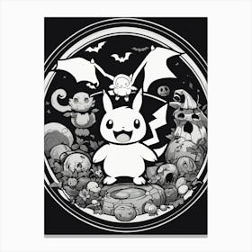 Halloween Pokemon Black And White Pokedex Canvas Print