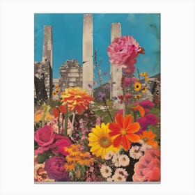 Ireland   Floral Retro Collage Style 4 Canvas Print