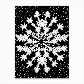 Winter Snowflake Pattern,Snowflakes Black & White 1 Canvas Print
