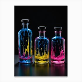 Three Colorful Bottles 1 Canvas Print