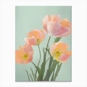 Bunch Of Tulips Flowers Acrylic Painting In Pastel Colours 11 Canvas Print