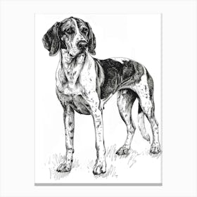 English Foxhound Dog Line Sketch 1 Canvas Print