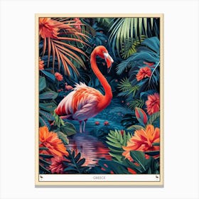 Greater Flamingo Greece Tropical Illustration 4 Poster Canvas Print