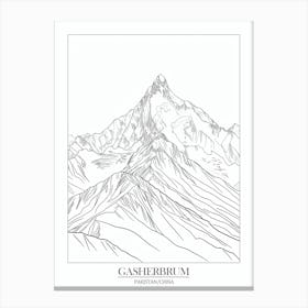 Gasherbrum I Pakistan China Line Drawing 7 Poster Canvas Print