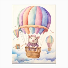 Baby Porcupine 2 In A Hot Air Balloon Canvas Print