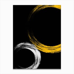 Abstract Minimalist Black And Yellow Circles Canvas Print