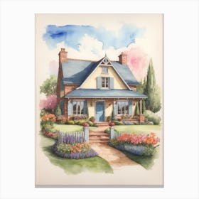 Watercolor Of A Cottage Canvas Print