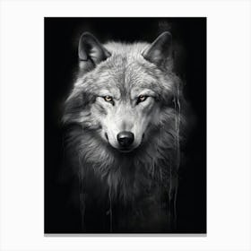 Wolf Portrait Black And White 2 Canvas Print