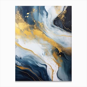 Gold And Blue Abstract Painting 1 Canvas Print