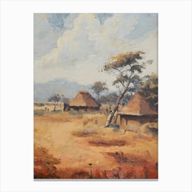 Vintage African Countryside Oil Painting Canvas Print