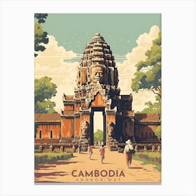Cambodia Angkor Wat Retro Travel Canvas Print