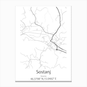 Sostanj,Slovenia Minimalist Map Canvas Print