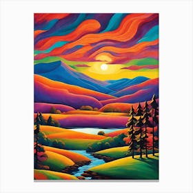 Sunset In The Mountains Canvas Print