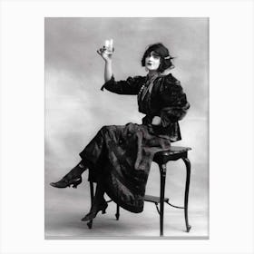 Portrait of actress Betty Lindley by Bassano Studio, 1914 HD Remastered Monochrome Witchy Pagan Vintage Victorian Smoking Drinking Lady Woman Witchcraft Black and White Canvas Print