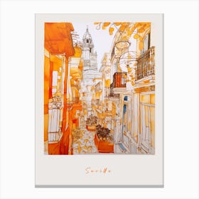 Seville Spain 2 Orange Drawing Poster Canvas Print
