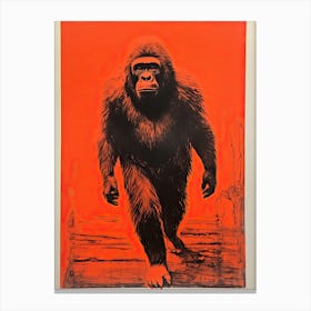 Gorilla, Woodblock Animal Drawing 2 Canvas Print