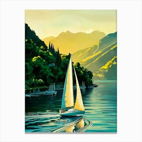 Sailboat On Lake Como Canvas Print