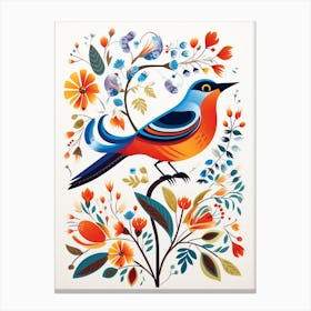 Scandinavian Bird Illustration Robin 4 Canvas Print
