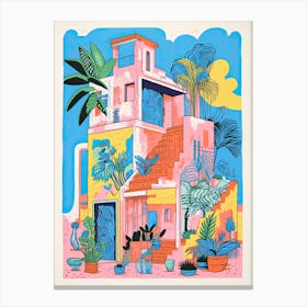 A House In Dubai, Abstract Risograph Style 4 Canvas Print