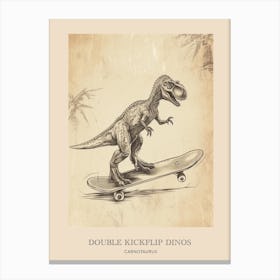 Carnotaurus Vintage Dinosaur Poster 2 Canvas Print