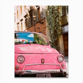 Pink 500 Old Car Canvas Print