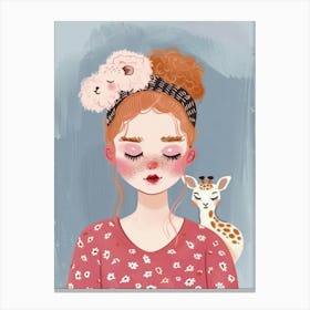 Girl With Giraffe Canvas Print