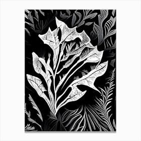 Bladderwrack Leaf Linocut 1 Canvas Print