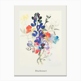 Bluebonnet 6 Collage Flower Bouquet Poster Canvas Print