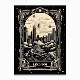 San Diego, United States, Tarot Card Travel  Line Art 4 Canvas Print