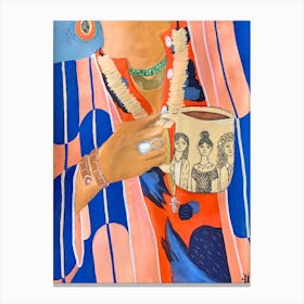 Papayas And Cute Mugs Canvas Print