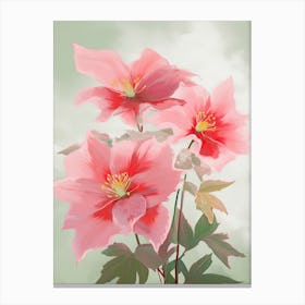 Poinsettia Flowers Acrylic Painting In Pastel Colours 1 Canvas Print