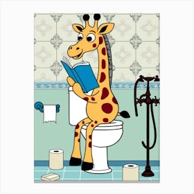 Giraffe Reading A Book 4 Canvas Print