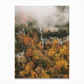 Waterfall Into Fall Forest Canvas Print
