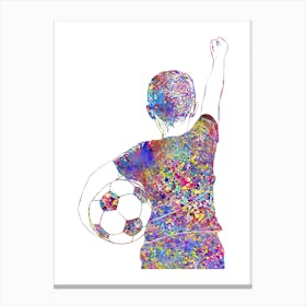 Boy Soccer Player Watercolor Canvas Print