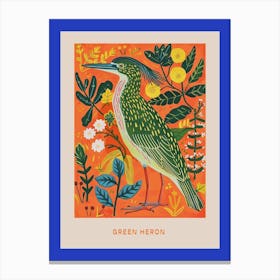 Spring Birds Poster Green Heron Canvas Print