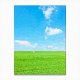 Field And Blue Sky Clouds Canvas Print