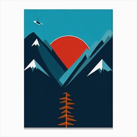 El Tarter, Andorra Modern Illustration Skiing Poster Canvas Print