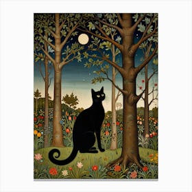 Cat In The Woods Style William Morris Canvas Print