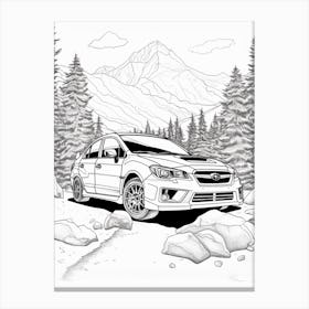 Subaru Impreza Wrx Sti Snowy Mountain Drawing 4 Canvas Print